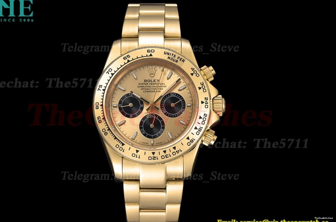 GDF A3836 Daytona 40mm Black Gold YG YG 0129